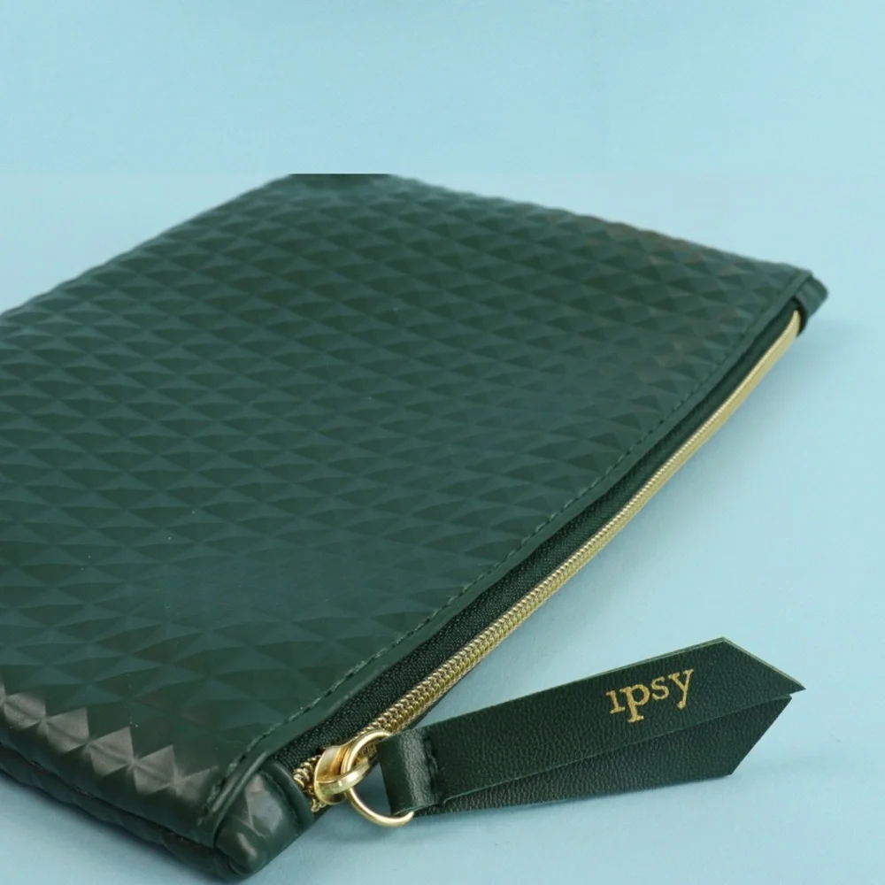 Ipsy Green Geometric Glam Cosmetic Bag